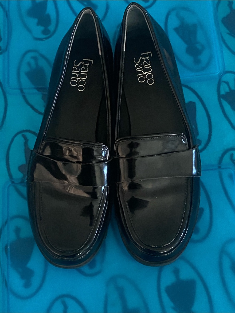 Franco Sarto Black Patent Leather Loafers Women’s Size 9 